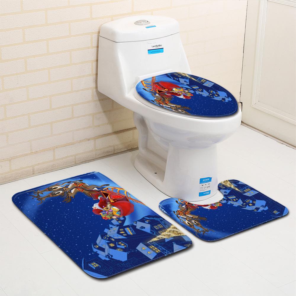 Christmas Bathroom Floor Mat Toilet Three-Piece Set