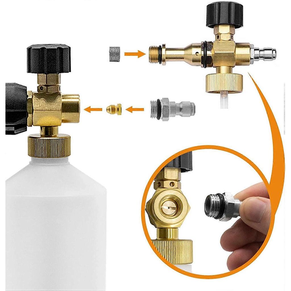 Foam Cannon Orifice Nozzle Tips, Threaded Nozzles and Foam Gun Mesh Filter Accessories for Snow Foam Lance4pcsBrass