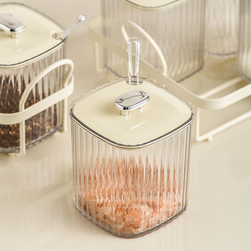 Transparent Stripe Seasoning Storage Jar Spice Household Combination Food Storage Box Multigrain Nut Container Kitchen Utensils