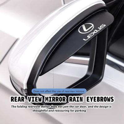 2PCS Car Rearview Mirror Eyebrow Rain Shade Rainproof Cover Visor For RX350 IS250 CT200h ES250 ES300h NX300h IS200 GS300