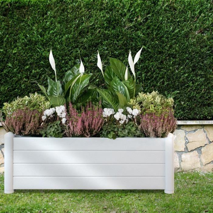 STEFANPLAST Rectangular Flower Box - ITALIA - Wood Effect Finish - 100x43xH35cm - 80L - White