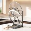 Pot Lid Holder with Drain Carbon Steel Utensils Pan U-Shaped Groove Design Kitchen Organizer Drip Tray
