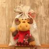 Large Christmas Linen Drawstring Gift Bag Candy Snack Packaging Bag New Year Holiday Cartoon Apple Stocking Christmas Decoration