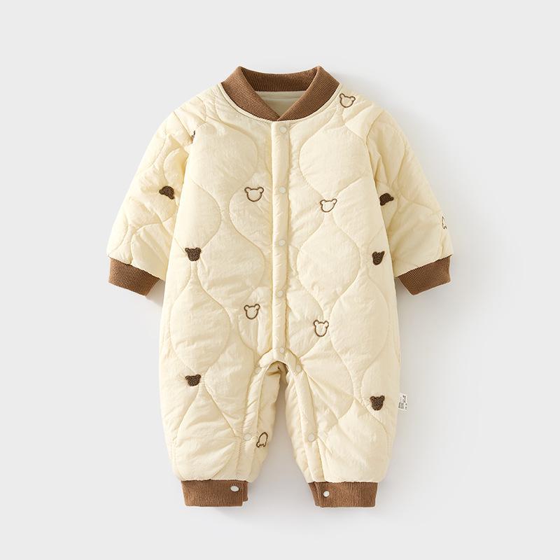 

Quilted Split-Front Baby Jumpsuit for Boys and Girls, Padded for Autumn/Winter, Children s Cotton-Added Outerwear and Crawling Suit 90