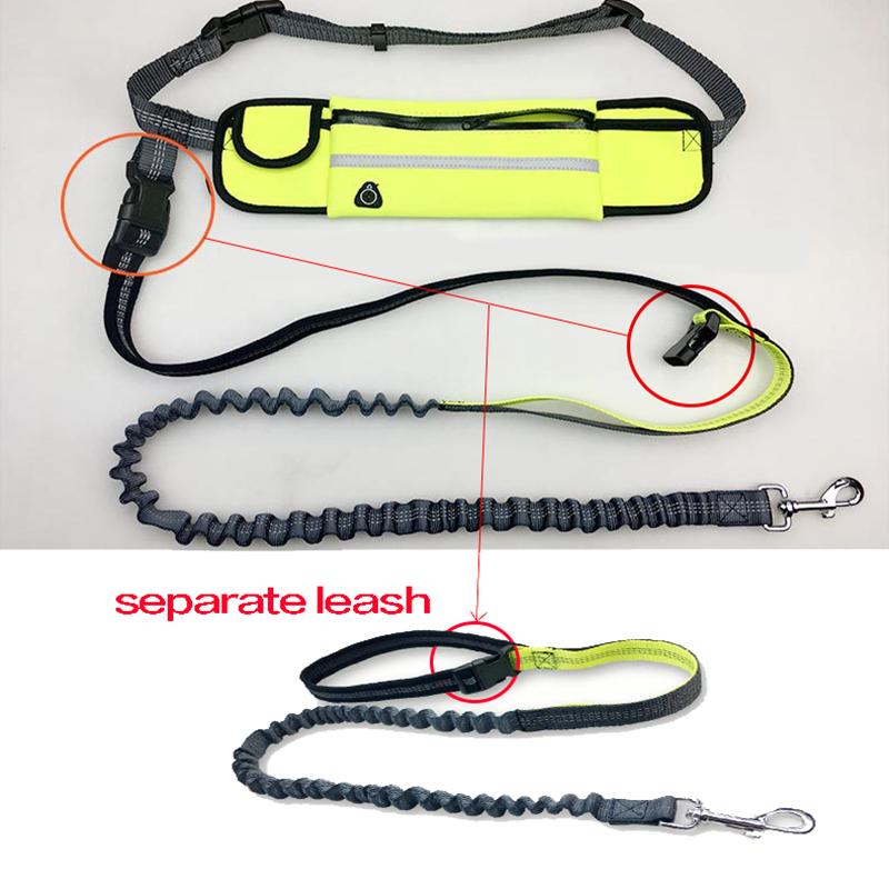 Hands Free Pet Dog Leash With Waist Bag Reflective Elastic Belt Running Dog Nylon Leash Set Collar Harness Pet Accessories