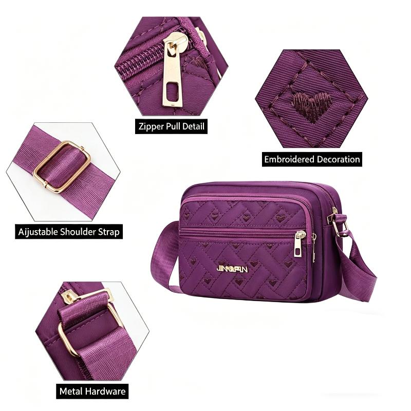 Women Casual Shoulder Bag Multi Pocket Oxford Crossbody Fashion Handbag for Shopping and Commuting