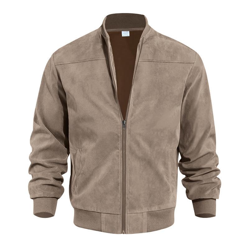 Autumn Solid Color Men's Zipper Jacket Casual Retro Long Sleeve Cardigan Coat