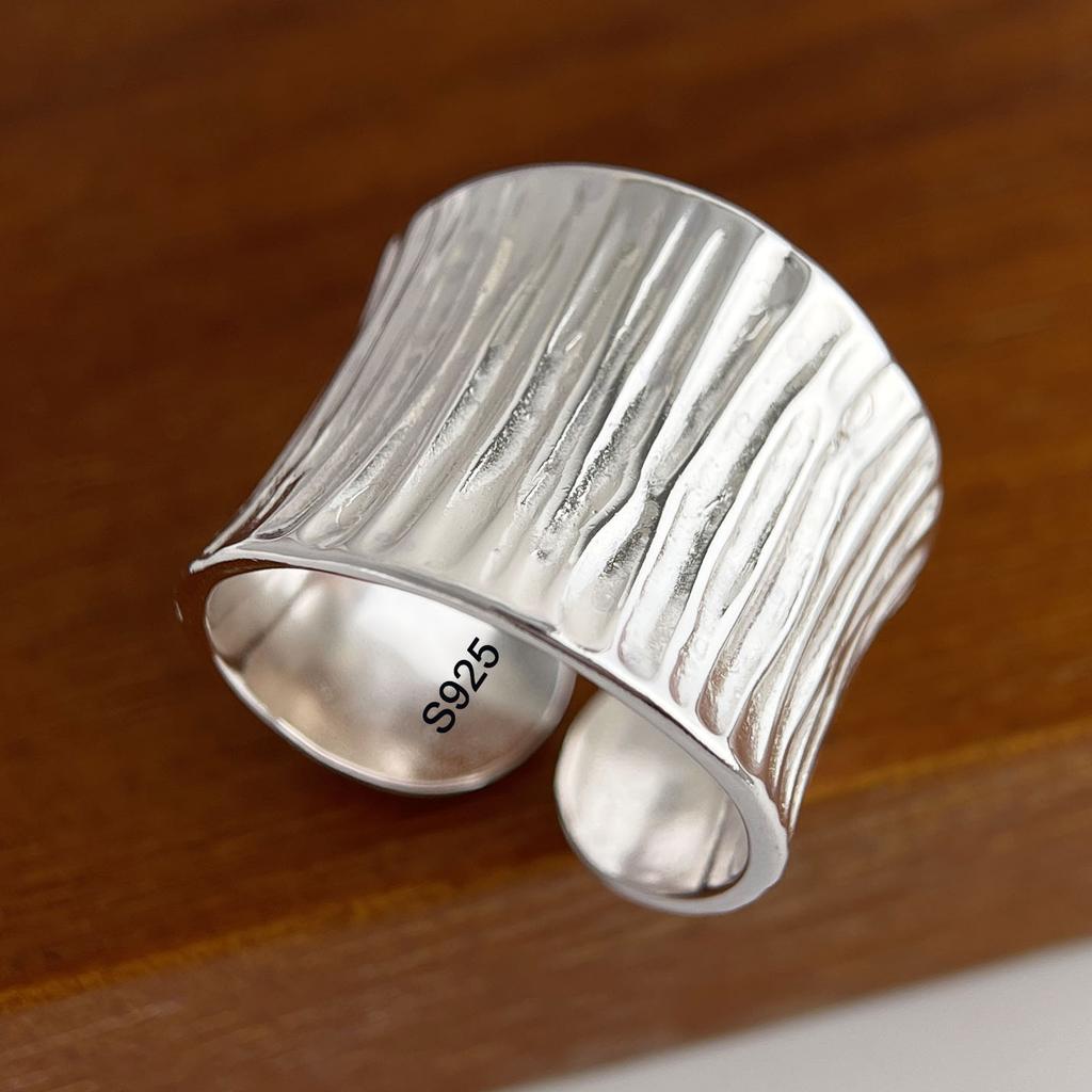 925 Sterling Silver Rings for Women Couple Minimalist Handmade Simple Wide Cross Line Ring Fine Jewelry Gift Prevent Allergy