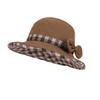 Spring/Summer - Protective Hat for Women, Korean-Style Fashionable Color-Block Plaid Bucket Hat, Outdoor Travel Wide-Brim