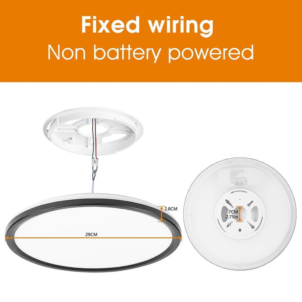 12" Dimmable LED Ceiling Light with Remote Control, 24 W 3-Color Ceiling Light with Dim Night Light 1800k Warm, Round Flush LED Ceiling Lights (Black)