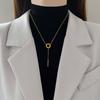 Titanium Steel Tassel Roman Ring Minimalist Wind Furnace Real Gold Necklace Female Collarbone Chain Accessories