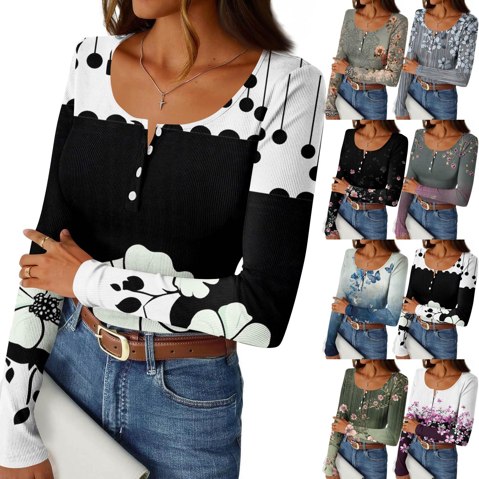 

Women s Slim Bottom T-shirt Fashion Casual Gradient Printing Round Neck Pullover Long Sleeve Top XL фіолетовий