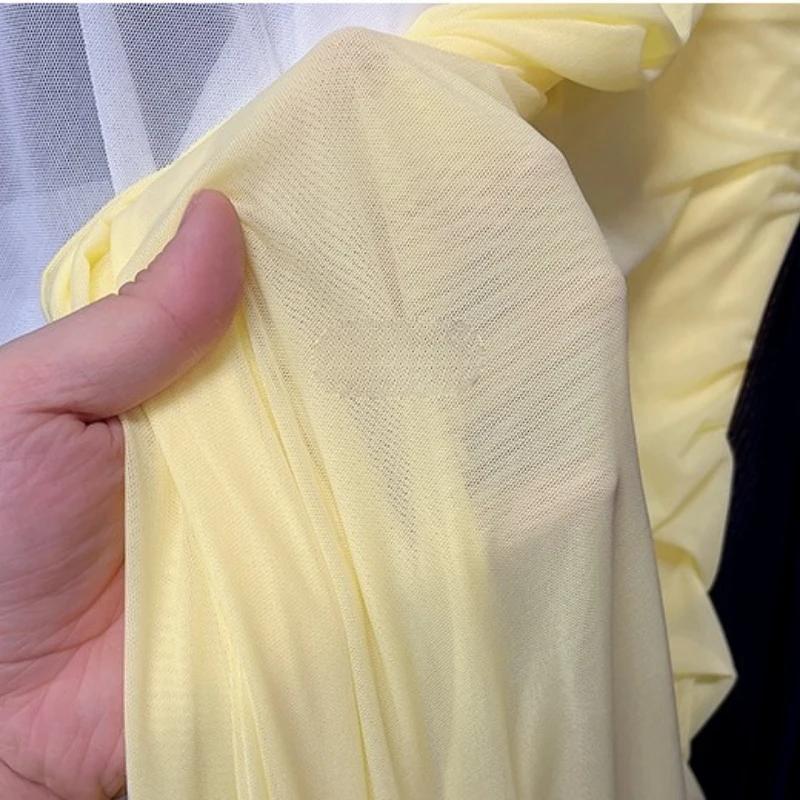 Wide 150cm Nylon Mesh Fabric Spandex High Elastic Dense Black White for DIY Sewing Lace Shirt Stockings