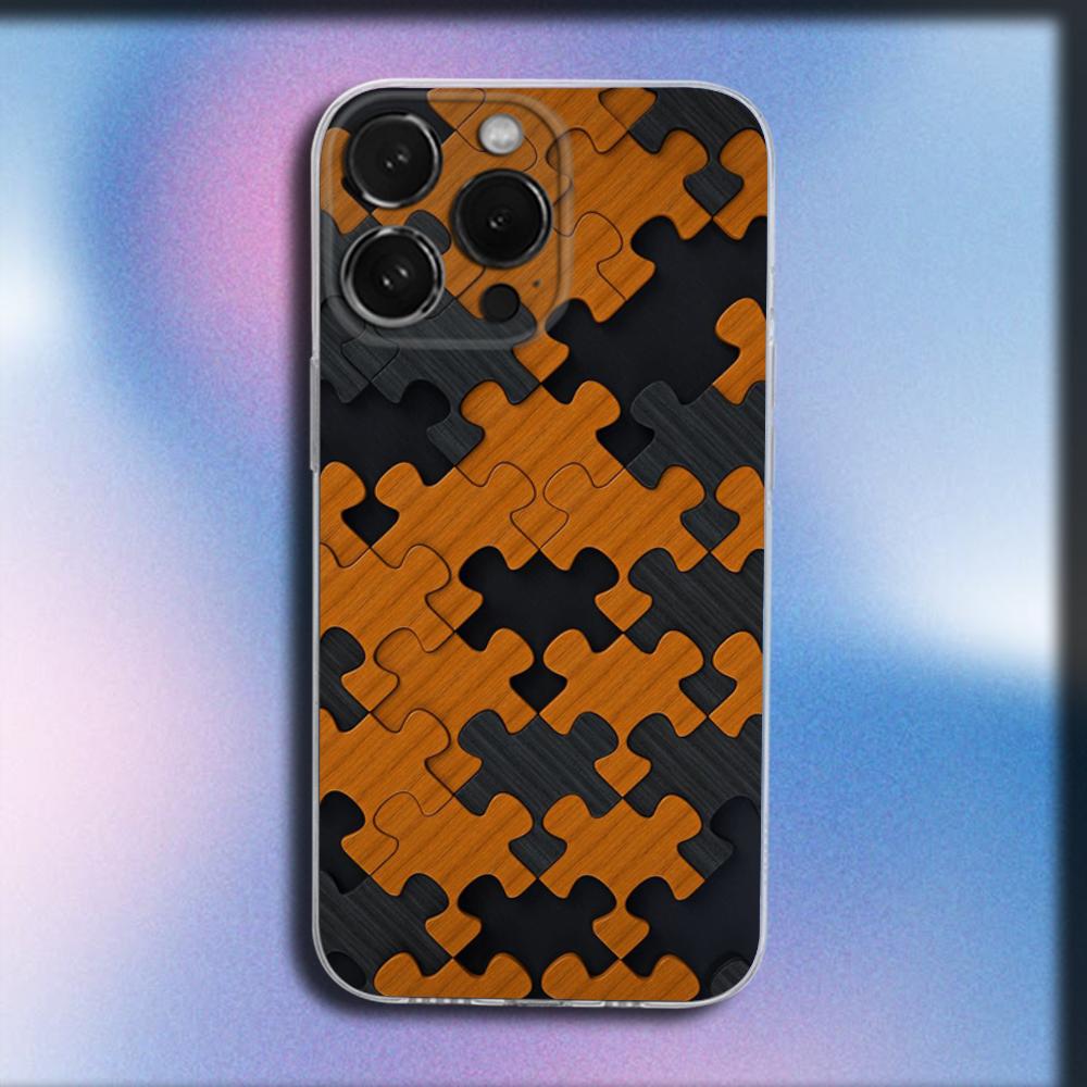 Autism Support Puzzle Pattern Phone Case For iPhone 16,15,14,13,12,11 Plus,Pro,Max,XR,XS,X,Plus,SE,Mini Transparent Soft Cover