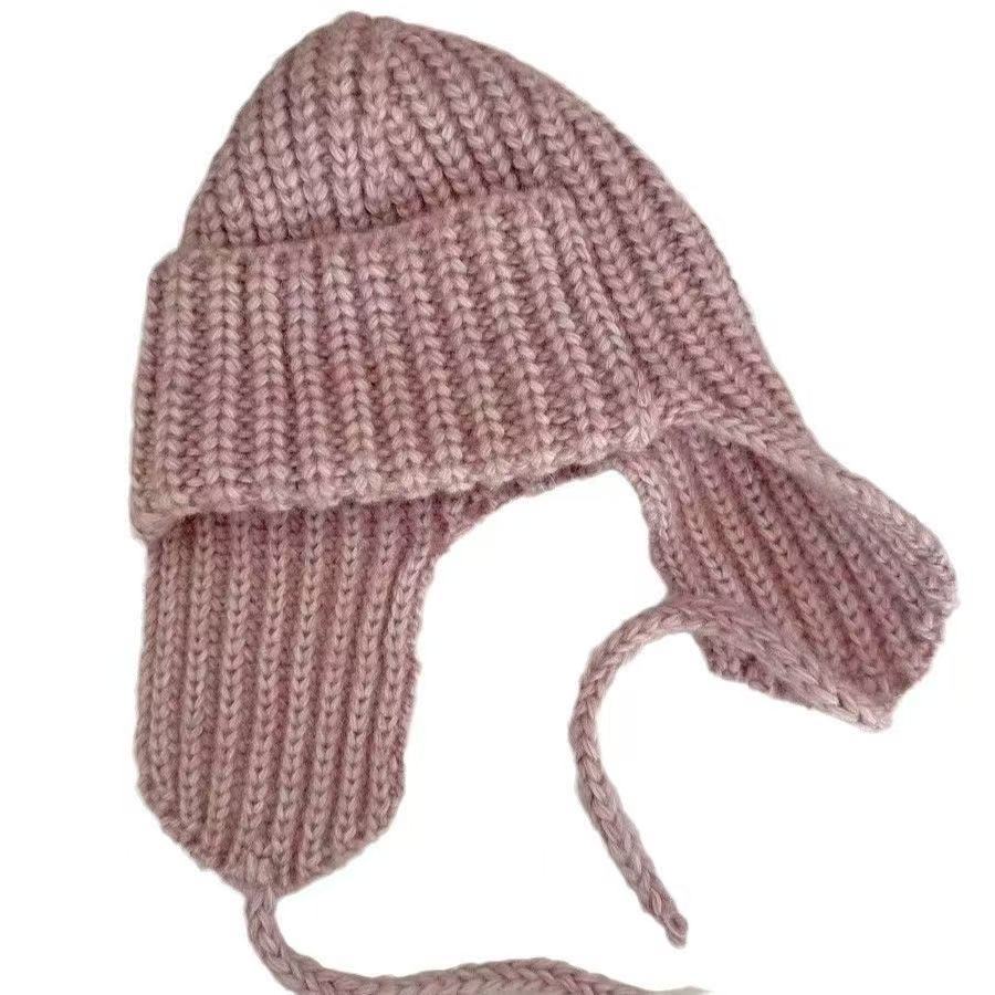 Winter Atmosphere Ins Korean Knitted Wool Hat Women's Season Warm Ear Protection Flying Hat Ski Lei Feng Hat