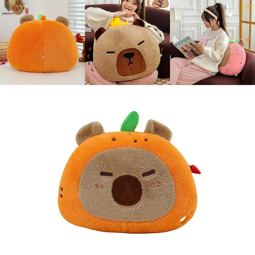Adorable New Cartoon Capybara Plush Pillow Soft Cushioned Toy In Brown Pink Orange
