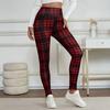 Women Pants High Elasticity Leggings Plaid Print Thickened Velvet Lining Warm Winter Bottoms Body Curve Yoga Sports Wear
