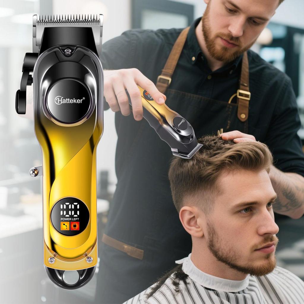 Hatteker Barbier-Haarschneider - 5100 U/min Starker Motor Haartrimmer mit Verstellbarer Klinge & USB-Aufladung