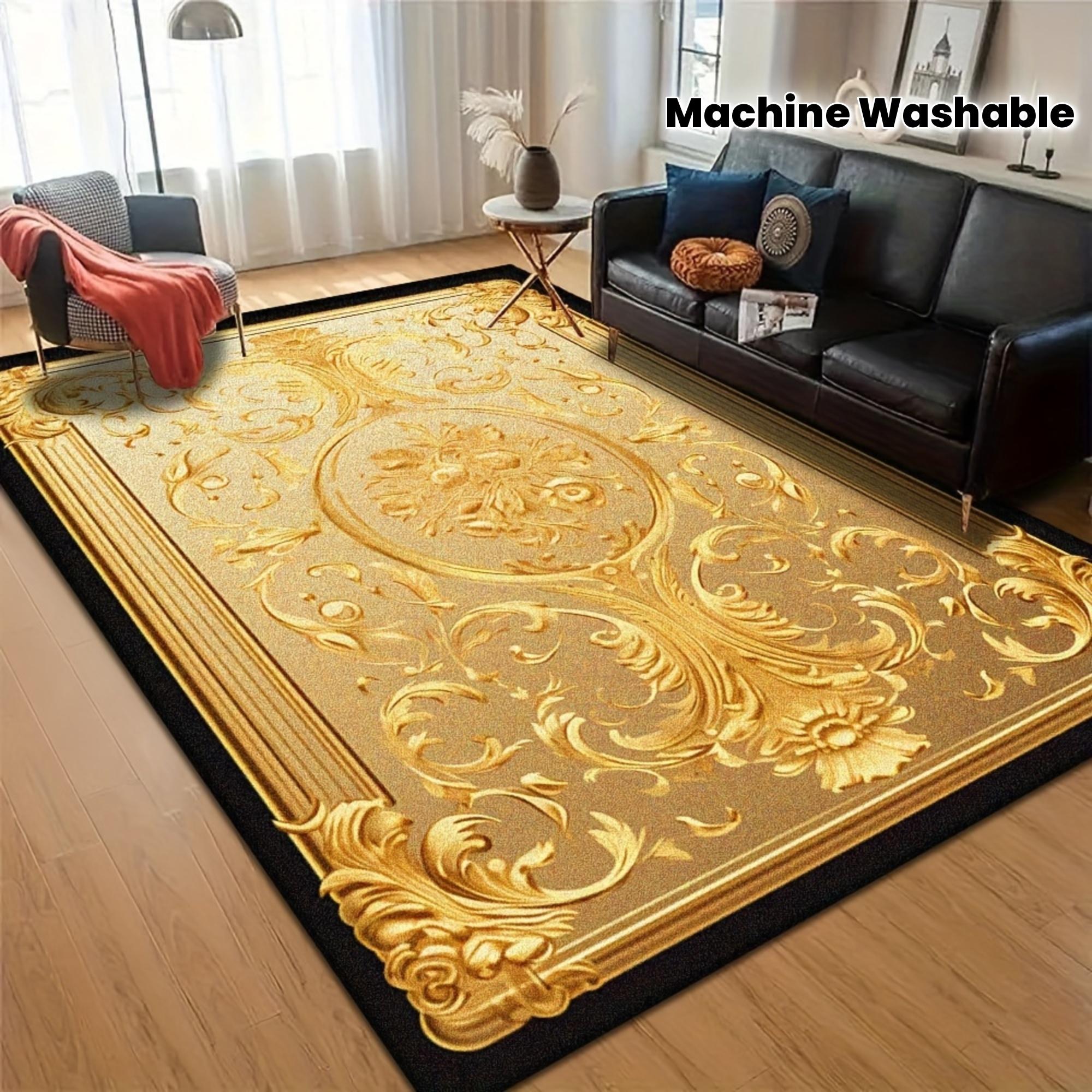 

Роскошный ковер с золотым узором для гостиной, ковер для бизнес-отеля с противоскользящим покрытием, коврики для пола в прачечной, ковер для наружного балкона, декор 80*120cm