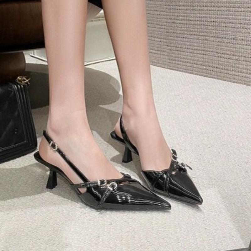 Summer Luxury Buckle Stiletto Sandals for Women Sexy Pointed Toe Low-Top Comfortable Office and Casual Women High Heels