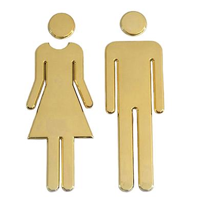 Gold Plated Restroom Sign 20x6cm Bathroom Door Plate Male Female Label