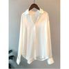 Long Sleeve Satin Versatile Shirt for Women Long Sleeve Satin All-Match Shirts