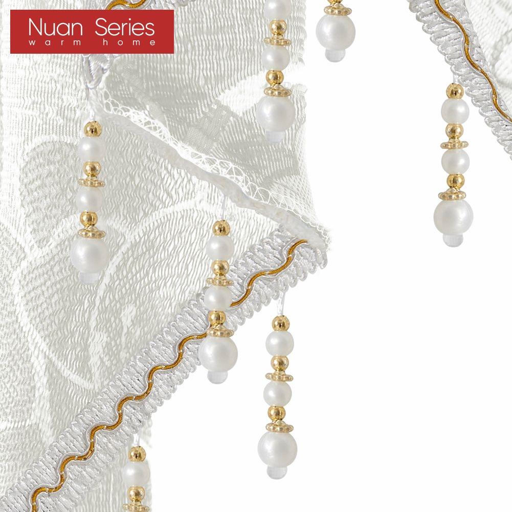 1 Stück Nuan Serie Europäischer Stil Leichter Luxus Retro Jacquard Volant Perlenborte Vorhangkopf für Schlafzimmer Wohnzimmer Fensterdekoration Heimdekor