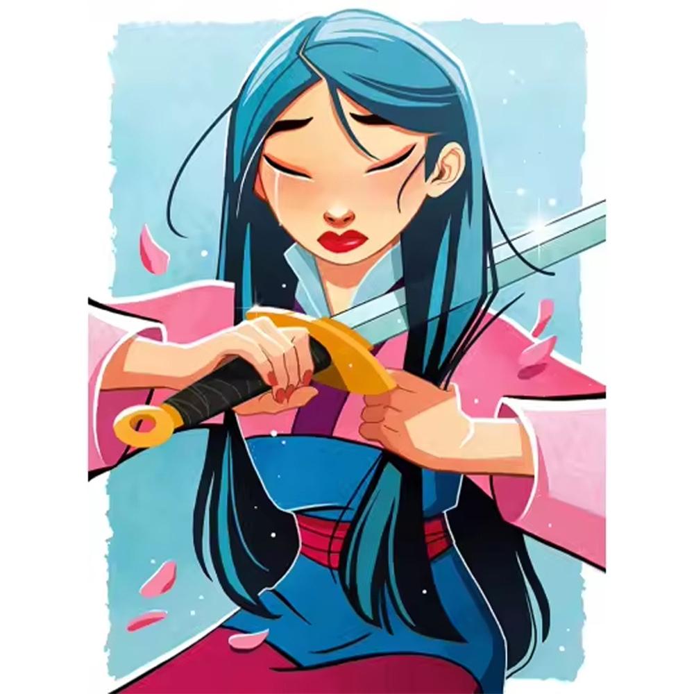 

Disney Diamond Painting, Mulan Cuts Her Hair To Join The Army Mosaic Art DIY Cross Stitch Embroidery Set Full Diamond Home Decor Gift Round 20x30cm