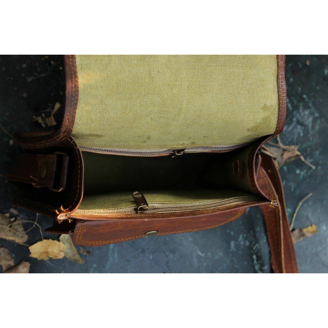 Женская сумка Коричневый кошелек Сумка из натуральной кожи Traveler Bag Vintage 9 X 7 X 3 — фото 3