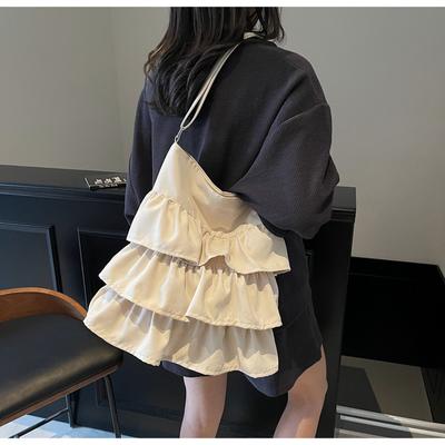 New Original Splicing Design Lace Cake Skirt Tote Bag Women's Bag Sweet Wind Solid Color Casual Versatile Shoulder Bag