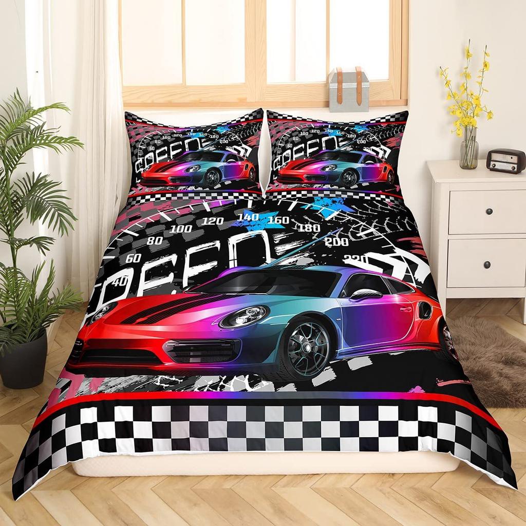 Home Textile Three-Piece Cool Sports Car 3D Digital Printing Quilt Cover Pillowcase Bedding