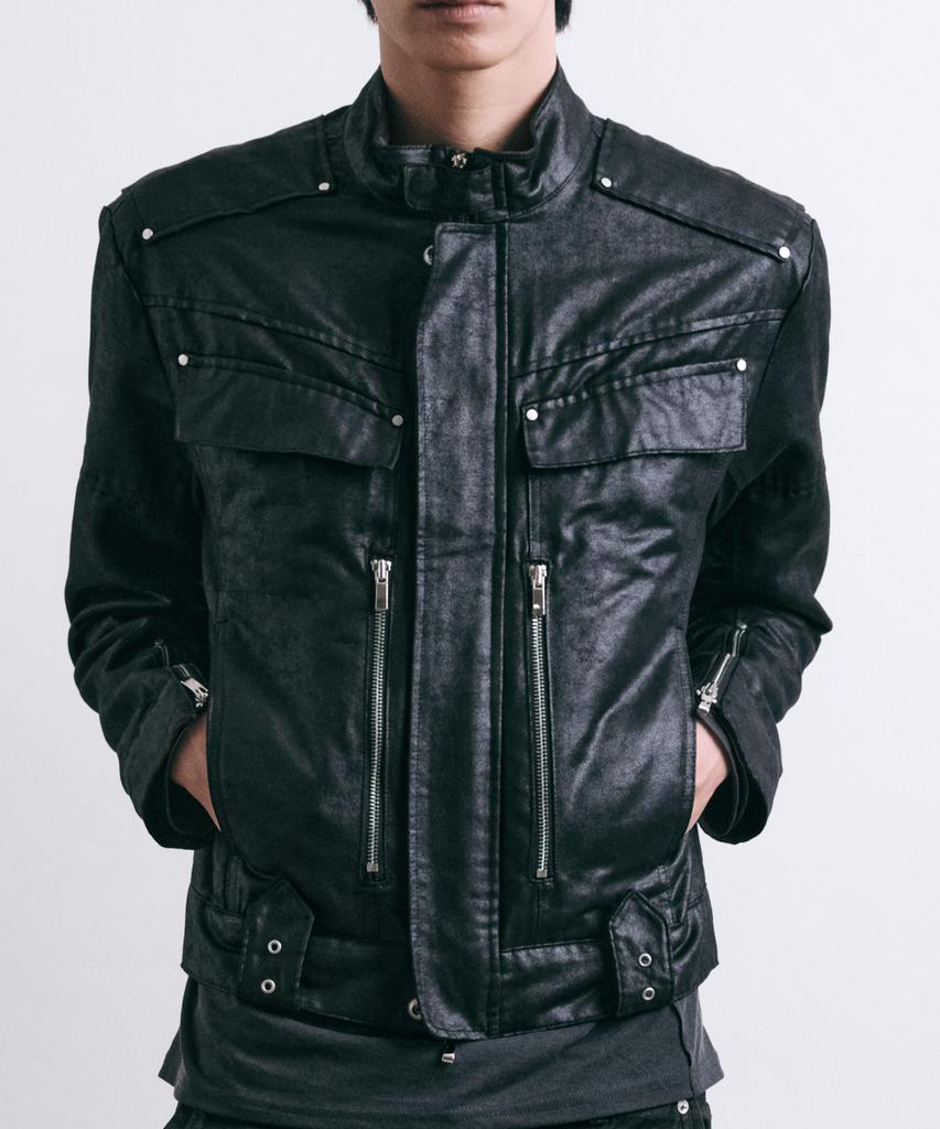 LEARVE Irving Washed Vintage Biker Jacket