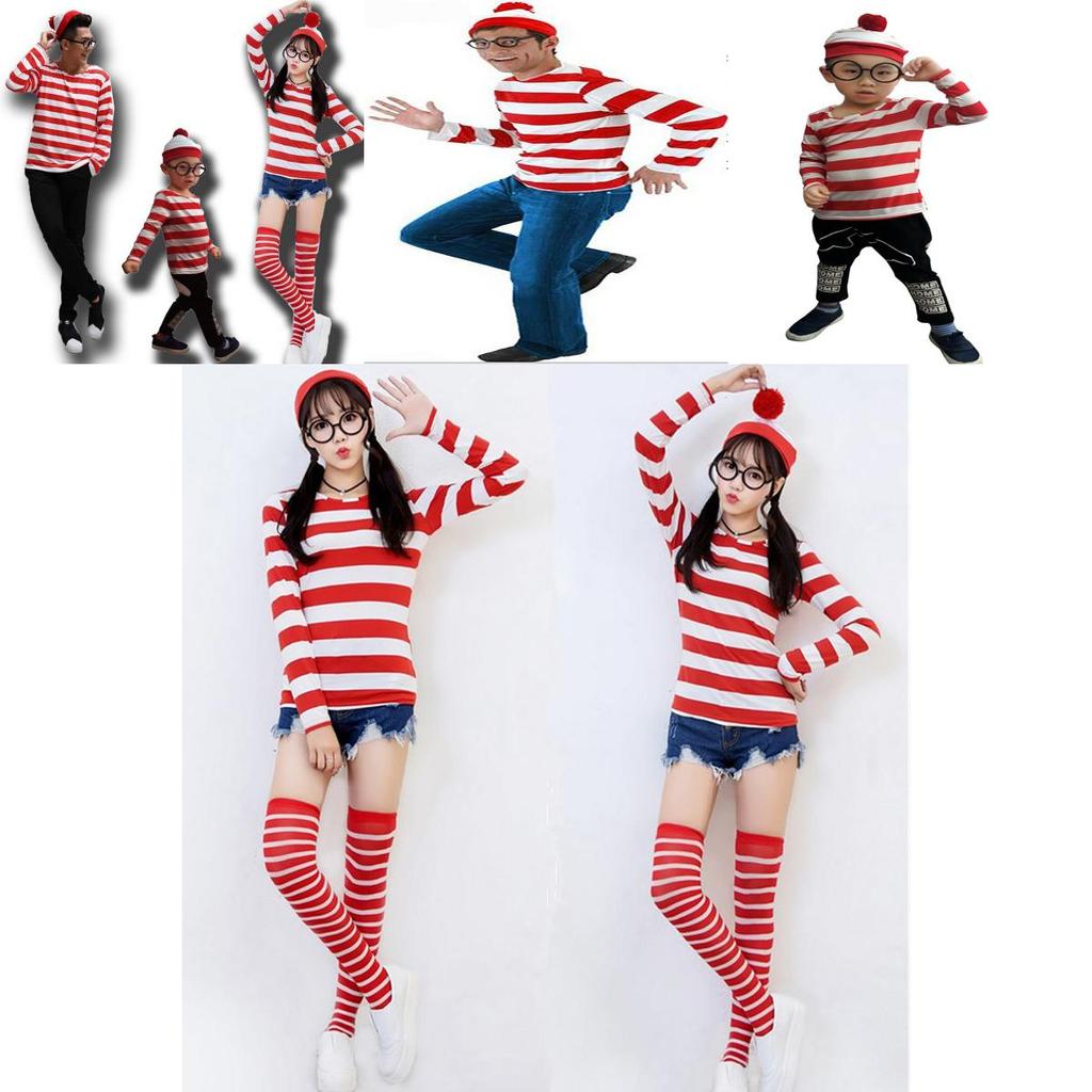 Ladies Adult Us Wheres Wally Wenda Costume Cartoon Waldo Cosplay Dress Fancy