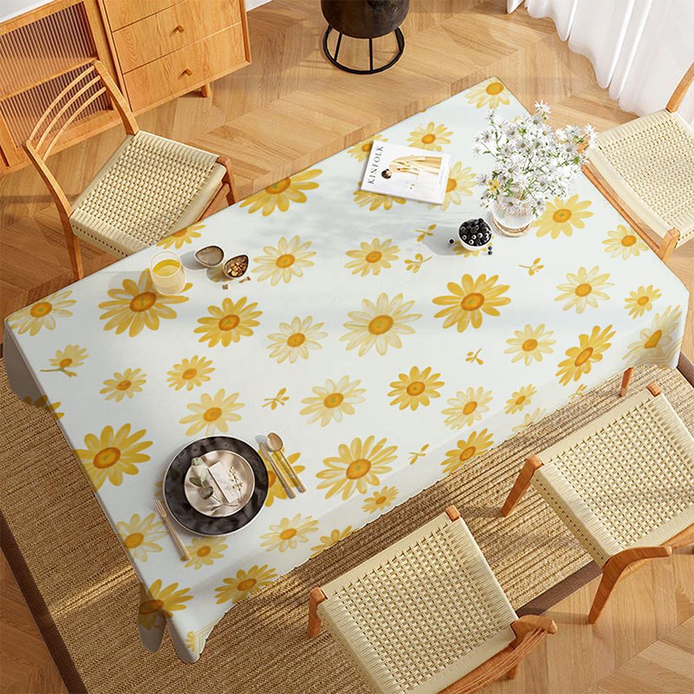 Polyester 2D Flat Printed Daisy Table Cover Room Decor Picnic Blanket Camping Party Supplies Table Covers Dining Table Spring