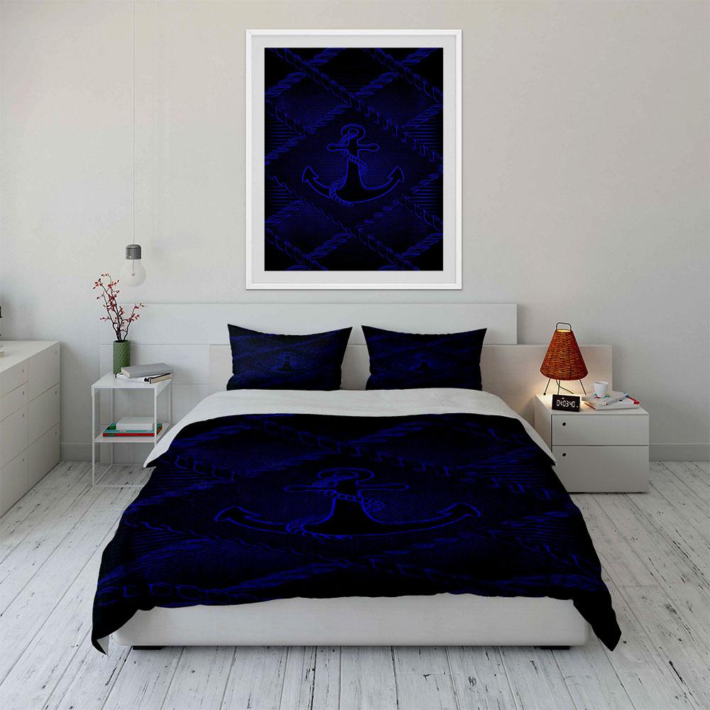 Anchor and rope pattern. Bedding sets Duvet cover sets Duvet covers Pillowcases(1 * Duvet Cover 2 * Pillowcases without duvet insert)