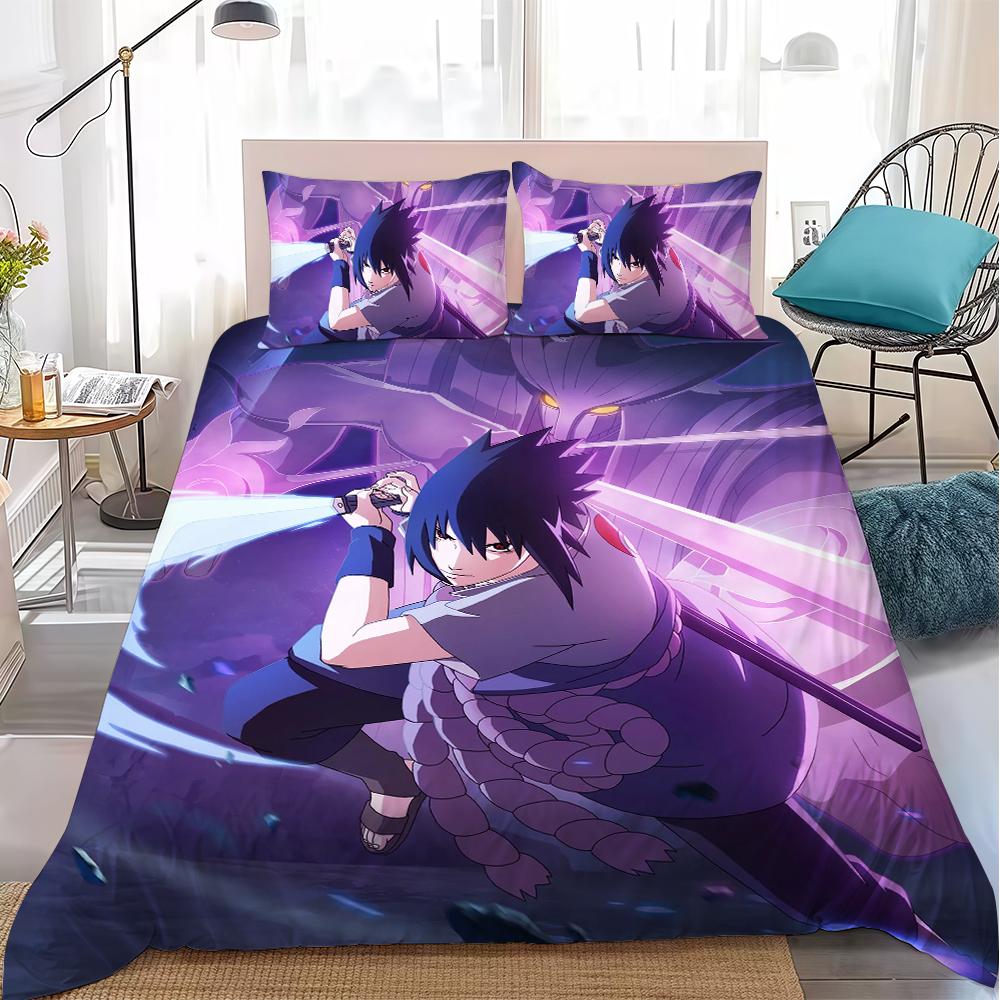 Cool Anime N-Naruto Duvet Cover Set Home Style Bedding Soft Laundry Cotton Bed 3 Piece Set Student Dormitory Gift