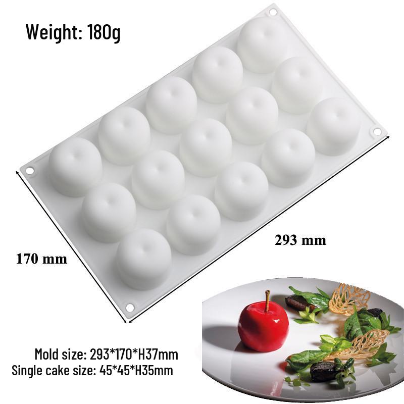 3D Fruchtmousse Silikon Kuchenformen: Birne, Apfel, Ananas, Pfirsich, Durian, Himbeere.