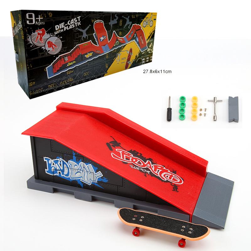 Finger Skateboard Indoor Sports Model - Creative Novelty Scene Props Assembly Toy.