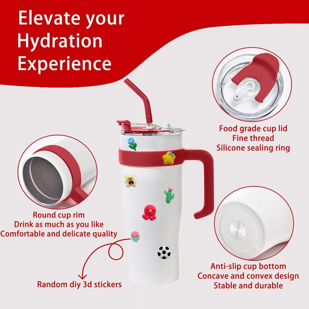 Devesanter Thermal Mug 1200 Ml Straw + Lid Stainless Steel White