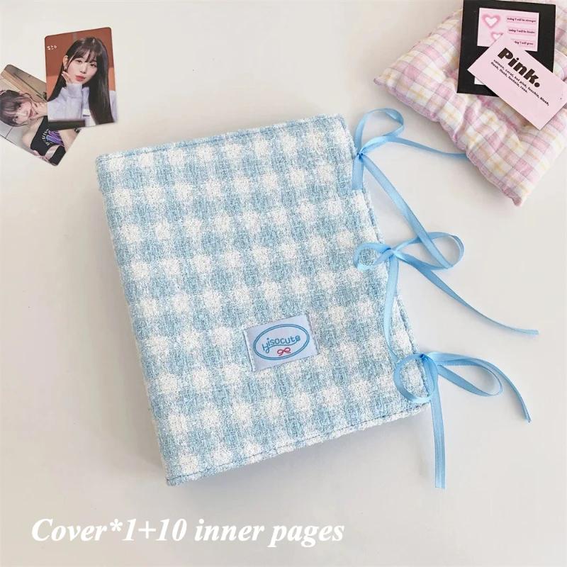Sweet Bowknot Plush Photo Album Cute Plaid Design Kpop Photocard Binder for Girls 80 Pockets Photocard Book Wholesales 2025 New