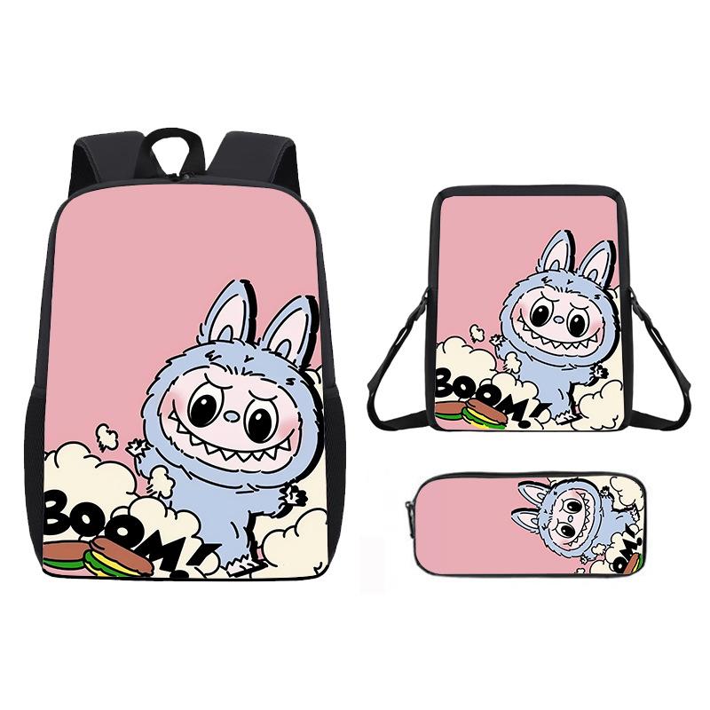 School Bag New Printing Three-piece Set Cartoon Rabbit Student Backpack Satchel Pencil Case Boys and Girls