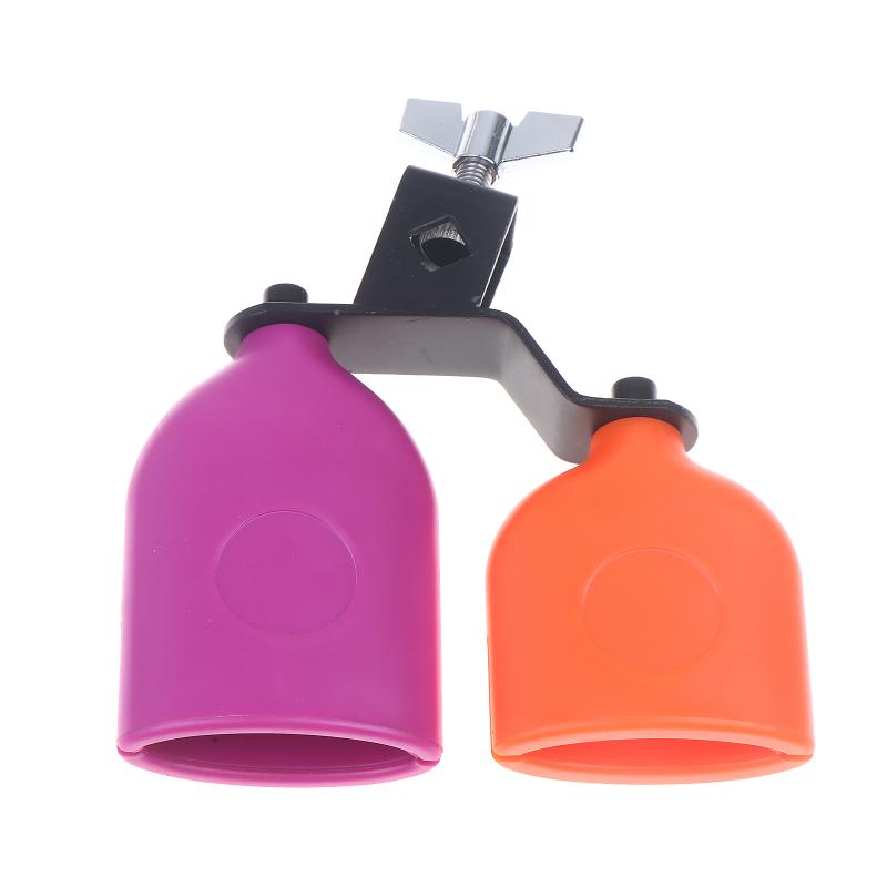 Double Sambago Bell Latin Music Yellow Purple Cowbell High Low Sound Knocker Drum Percussion Instrument Part Accessories