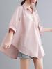 2026 Stylish Cotton Linen V-Neck Casual Plus Size Shirt with Belly Coverage and Wide Hem