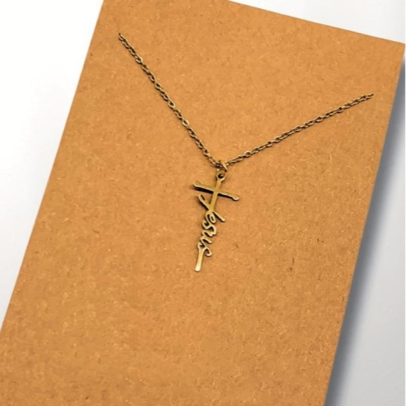 

Women Minimalist Jesus Cross Pendant Necklace Fashion Religious Daily Wear Chain Jewelry 1pcs золотой