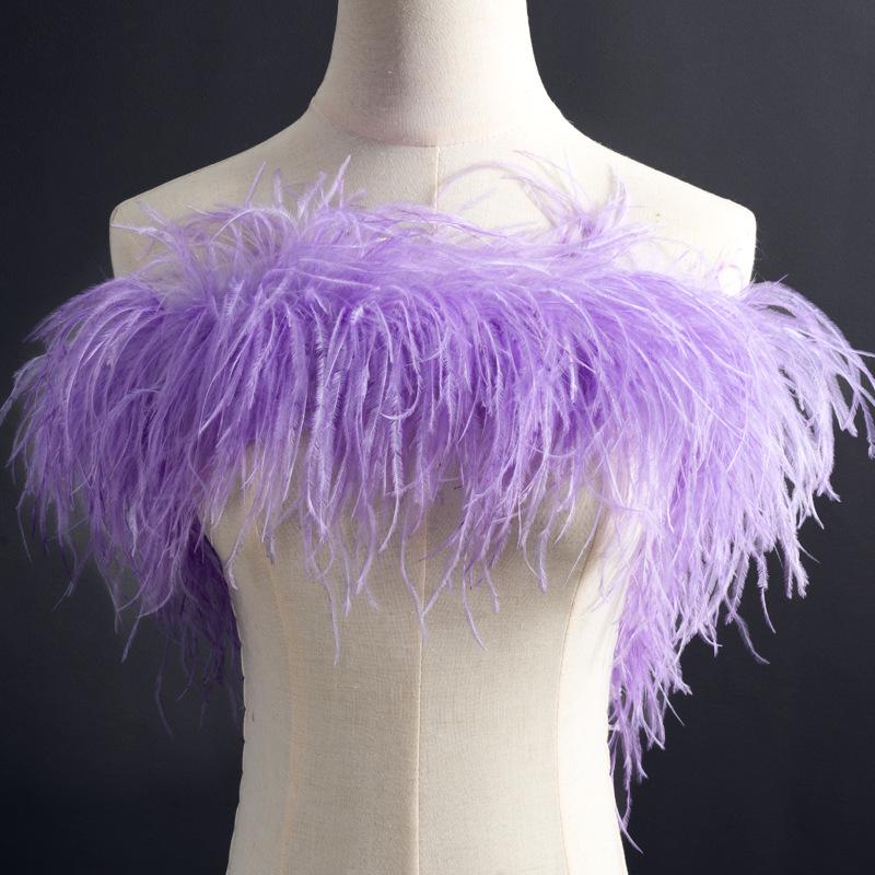 5-Layer Color Encrypted Bold Ostrich Feather Strip Latin Dance Dress Fashion Diy Handmade Clothing Accessories