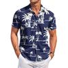 Men's Casual Loose Fit Short Sleeve Hawaiian Shirt Button Down Beach Shirt with Tropical Print Summer Top