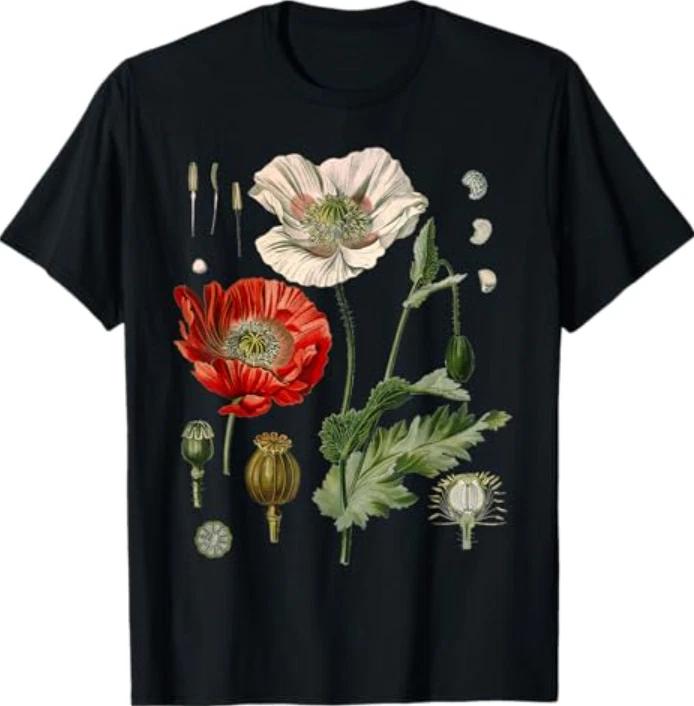Red Poppy Botanical Poppies Red Poppy T-Shirt 4XL