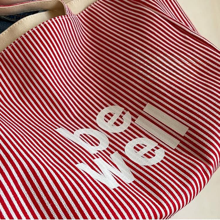 Large capacity tote bag women's striped canvas bag