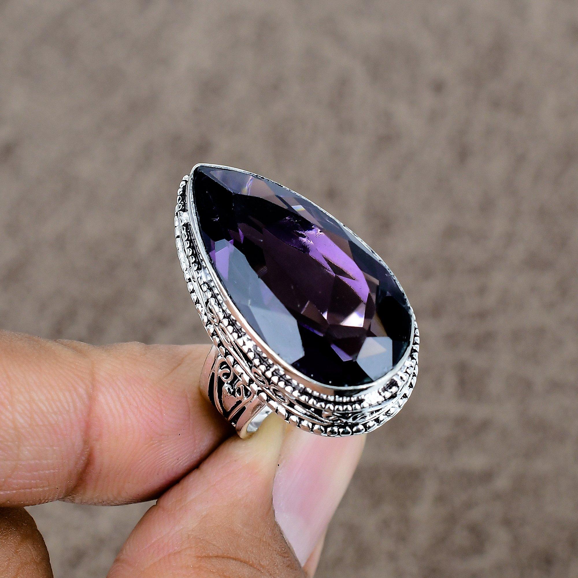 

Amethyst Genstone Handmade 925 Sterling Silver Jewelry Ring Size 7 KKG-484