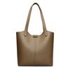 Women's Soft Leather Tote Bag - Stylish Simple Solid Color, Large Capacity, Single Shoulder for Work and Commute.